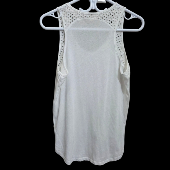 ⭐️J. Crew White Sleeveless Tank Top with Mesh Detail Sizr Med - Picture 2 of 5